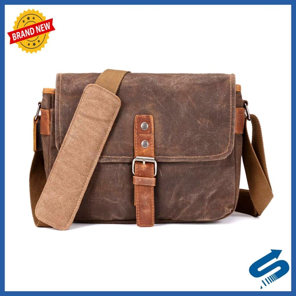 Vintage Wax Canvas Camera Messenger Bag Waterproof Padded SLR DSLR Case